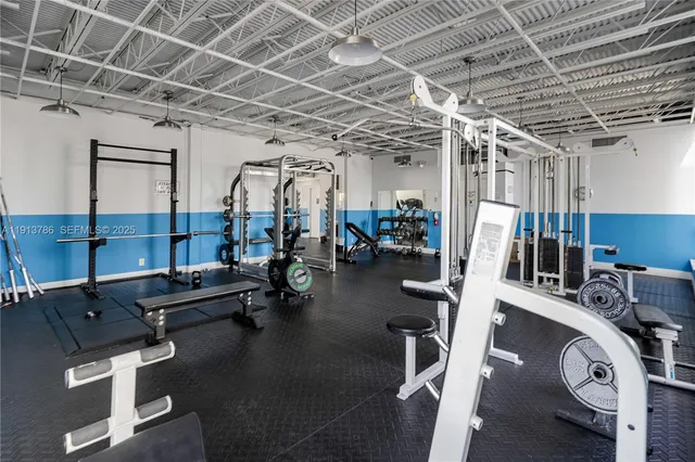a view of a room with gym equipment