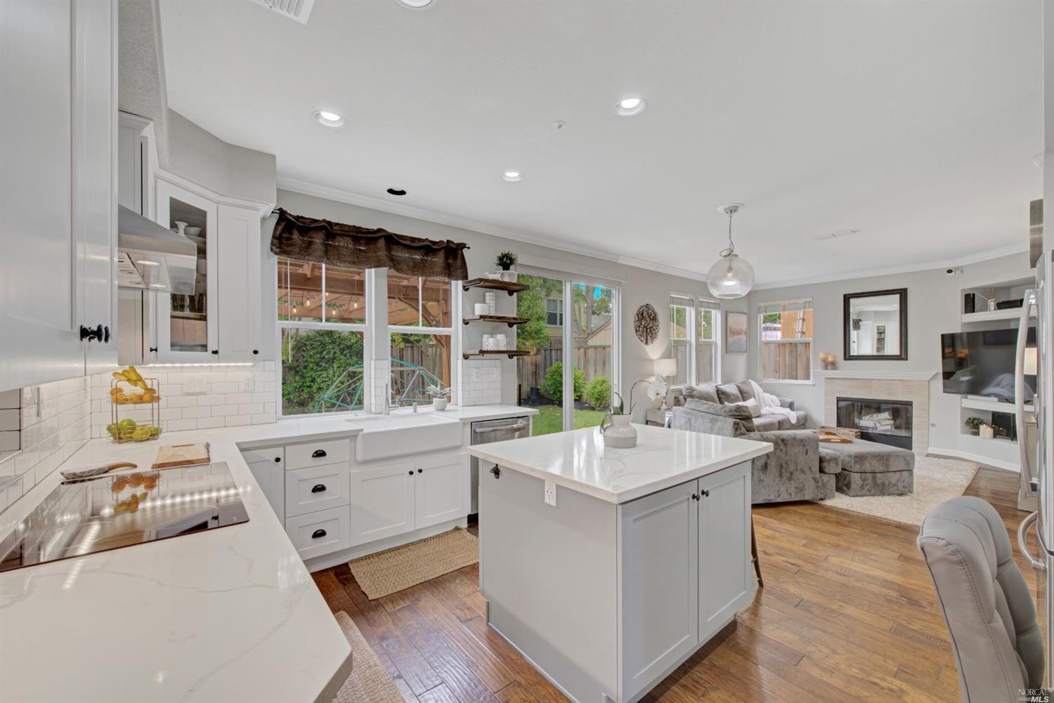 14 Wild Rye Way Napa, CA 94558 - Photo 1 of 1 The great room features a 2019 fully remodeled kitchen which opens to the family room and overlooks the private and lush yard.
