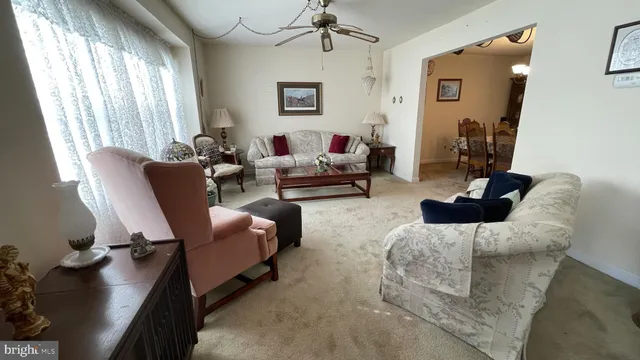 a living room with furniture rug and window