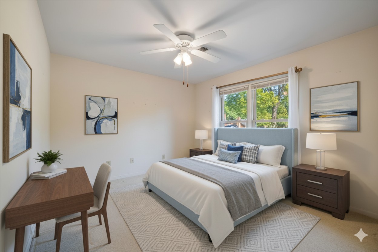 768 Kent Road Nashville, TN 37214 - Photo 17 of 20 a bedroom with a bed and a chandelier