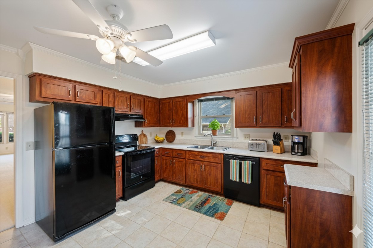 768 Kent Road Nashville, TN 37214 - Photo 9 of 20 a kitchen with stainless steel appliances granite countertop a refrigerator a sink dishwasher a stove with wooden cabinets and floor