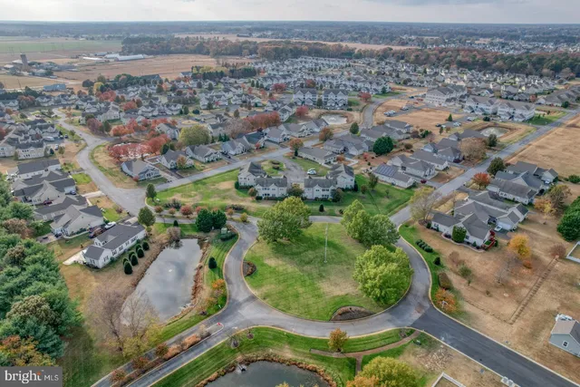 an aerial view of a pool