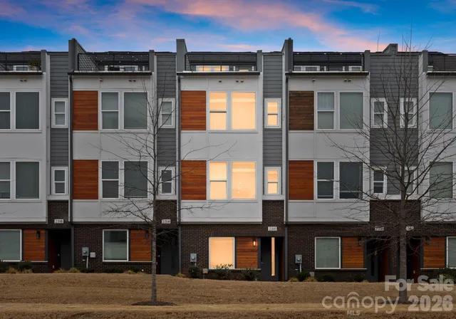 a front view of a multi story building