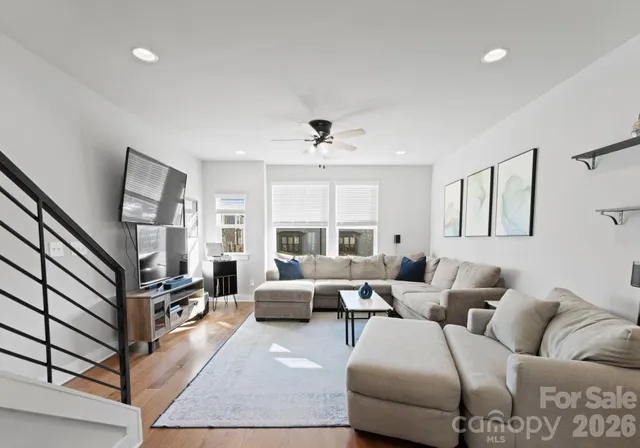 a living room with furniture