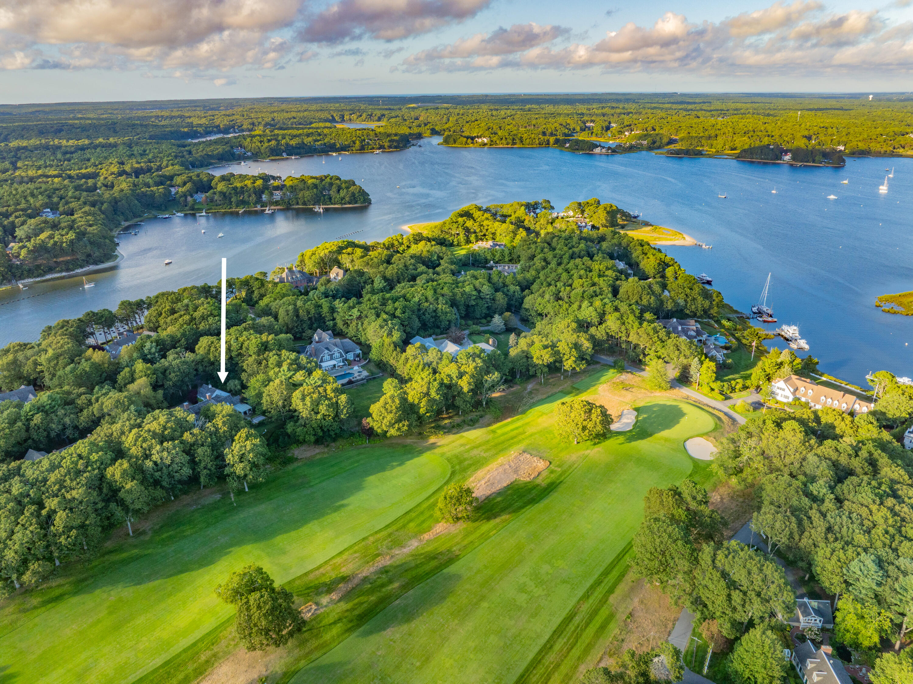 245 North Bay Road Osterville, MA 02655 - Photo 47 of 50 a view of a lake with a yard