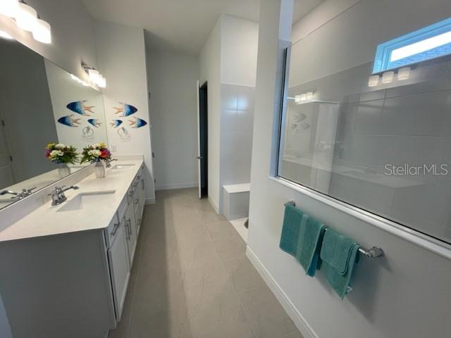 5936 Southwest 90th Court Road Ocala, FL 34481 - Photo 18 of 28 a bathroom with a sink a mirror and a shower