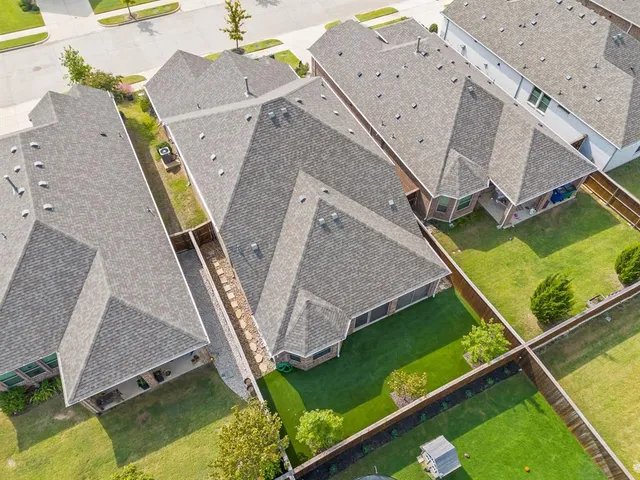 an aerial view of a house