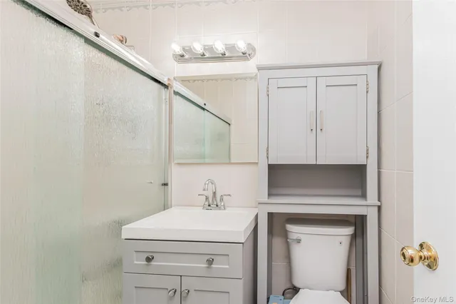 a bathroom with a sink a toilet and vanity