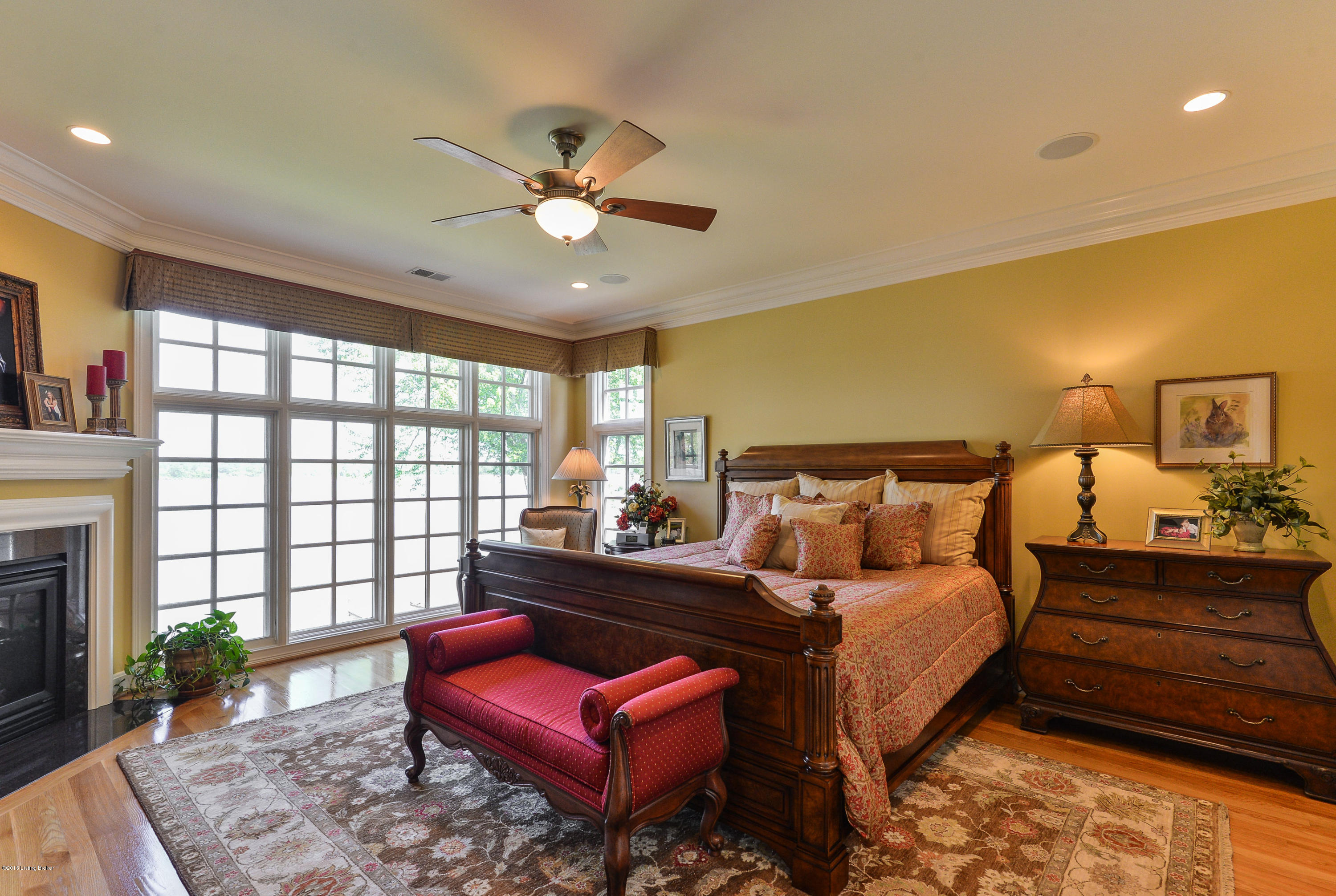 5307 Juniper Beach Road Prospect, KY 40059 - Photo 19 of 47 Master bedroom with fireplace and wall of windows