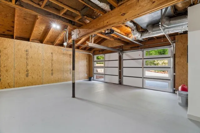 a view of a brick house with a large windows