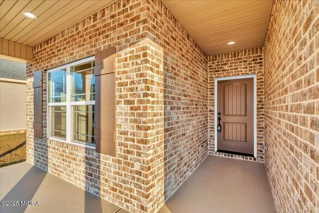 front view of a brick house