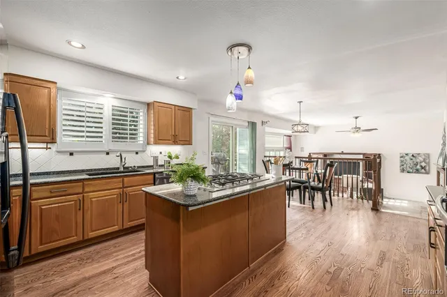 a kitchen with lots of counter top space