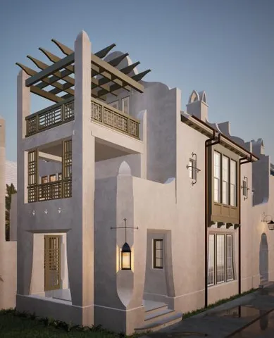 a front view of a house with stairs