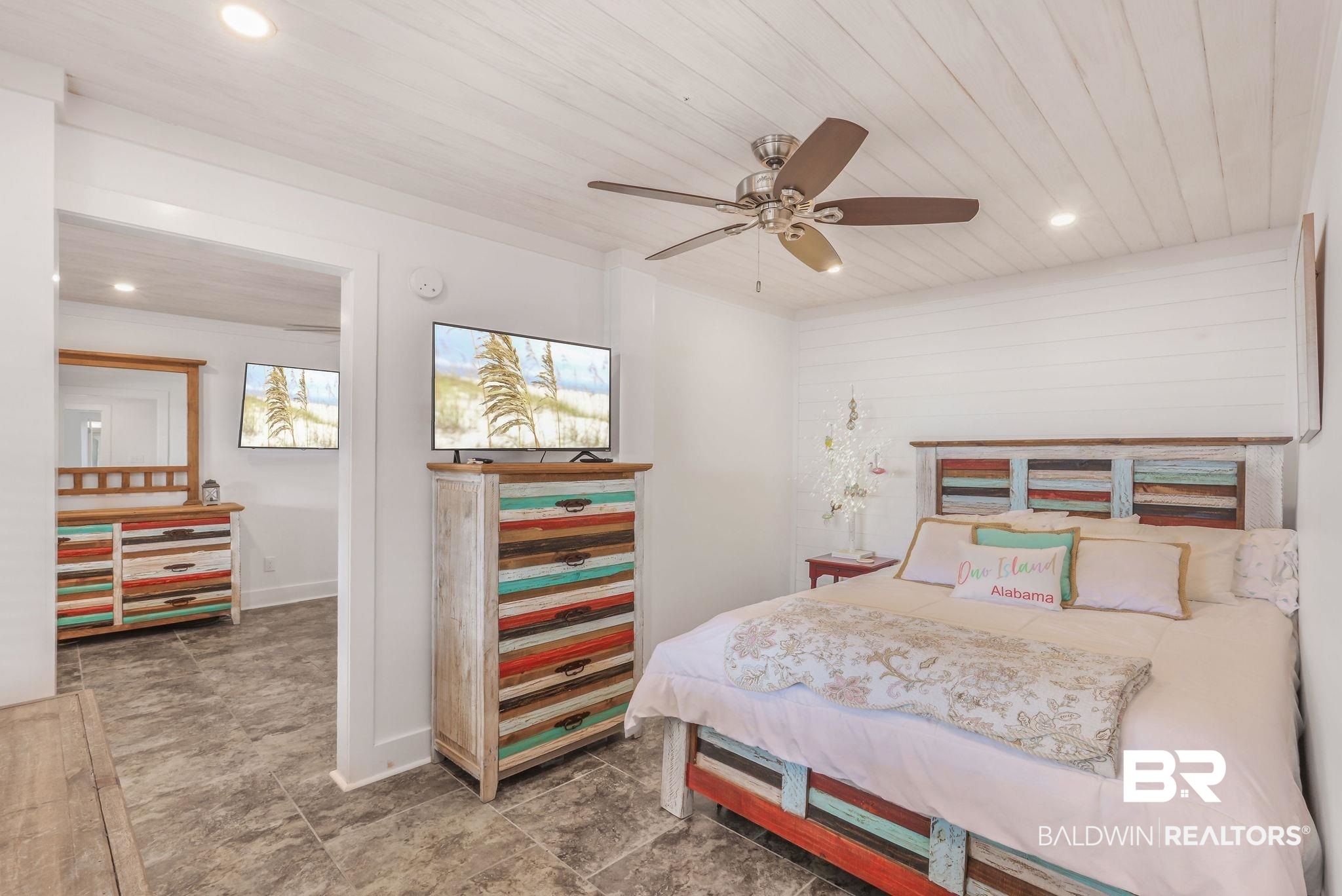 32130 River Road Orange Beach, AL 36561 - Photo 24 of 51 Bedroom with recessed lighting, ceiling fan, and wood ceiling