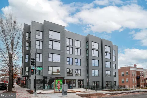 a front view of a multi story building