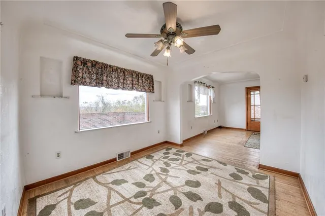 a view of a livingroom with a window