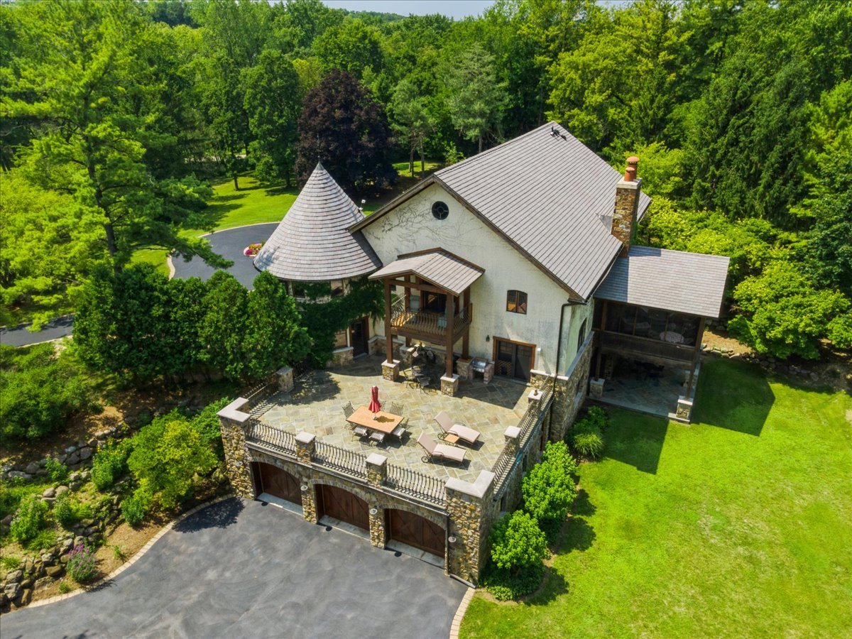 236 Steeplechase Road Barrington Hills, IL 60010 - Photo 62 of 69 an aerial view of a house with swimming pool garden and patio