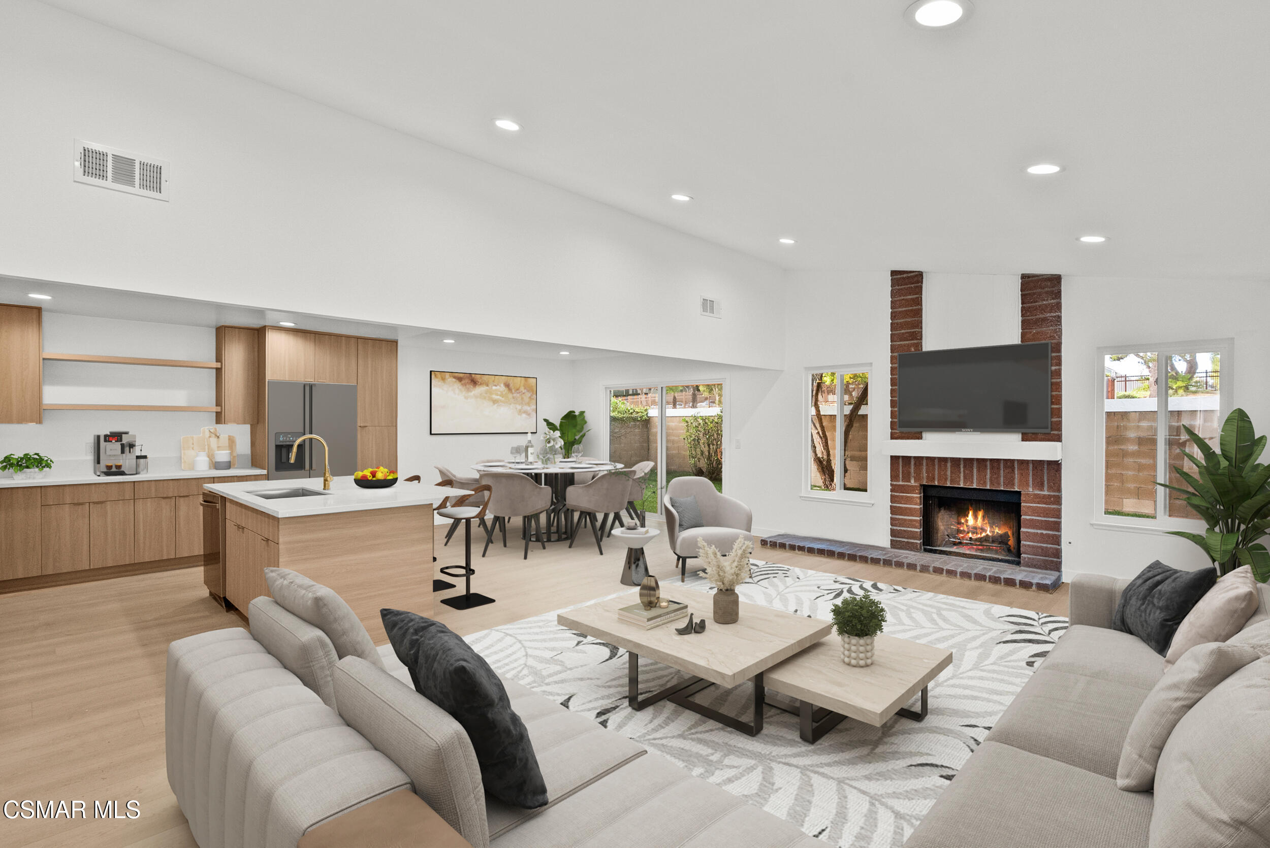 201 Village Road Port Hueneme, CA 93041 - Photo 6 of 21 a living room with furniture fireplace and a view of kitchen