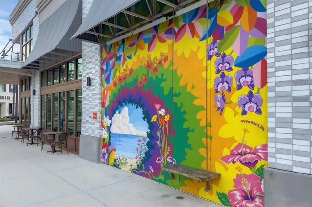 a view of a patio with swimming pool