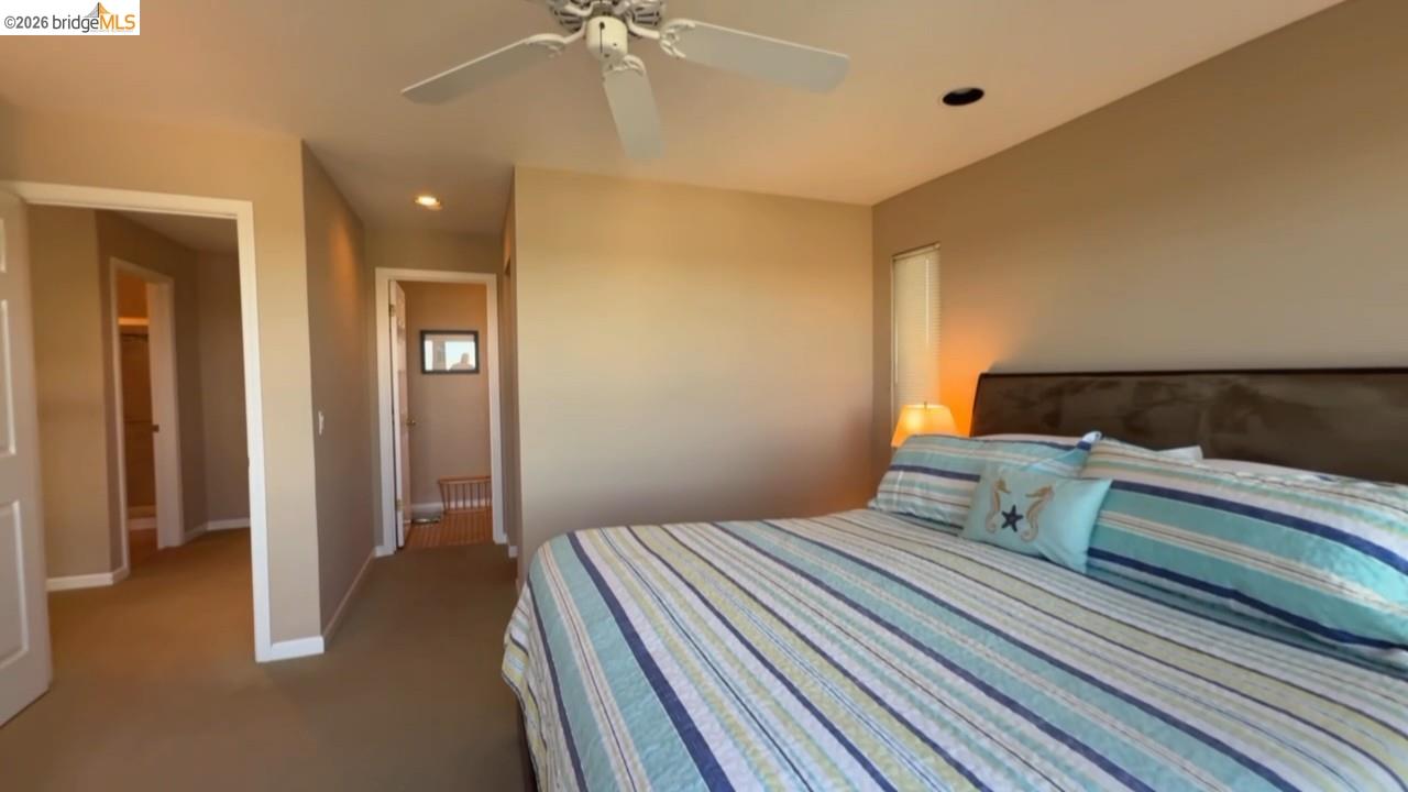 3777 Willow Road Bethel Island, CA 94511 - Photo 13 of 34 Bedroom with recessed lighting, ceiling fan, and carpet flooring