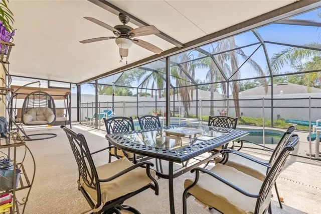 a dining room with furniture