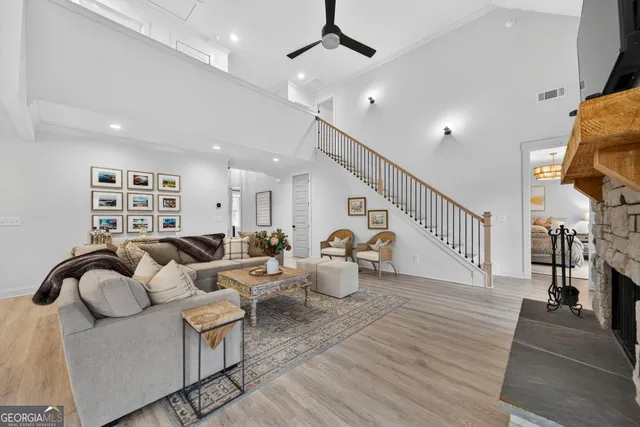 a living room with furniture