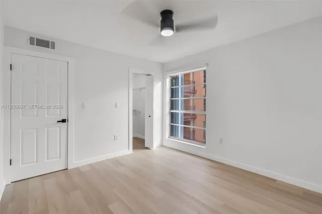 a view of a room with racks on the wall