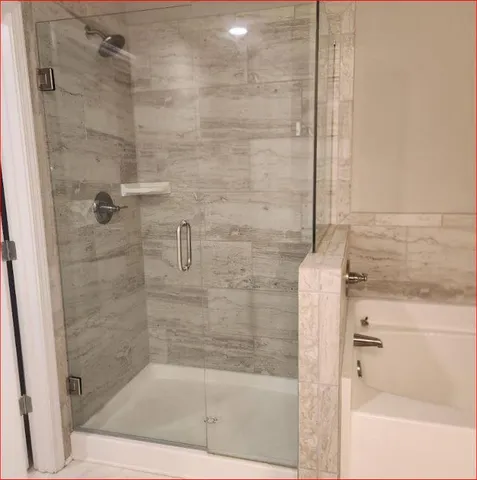 a bathroom with a shower