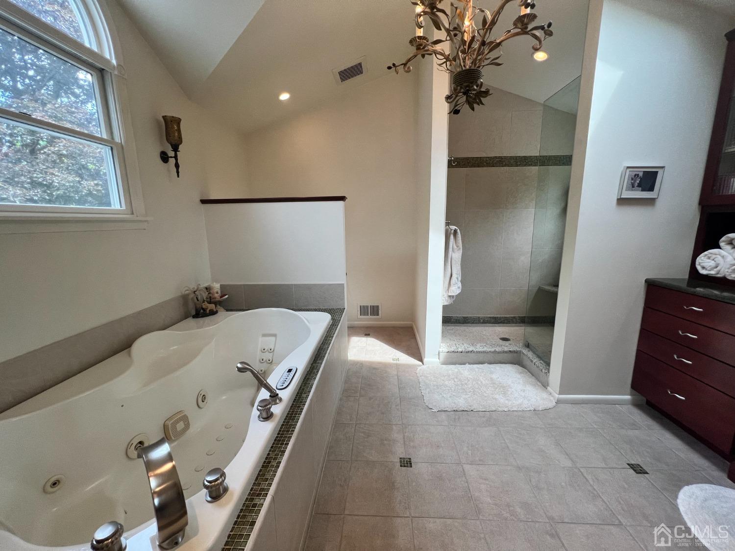 55 Winton Road East Brunswick, NJ 08816 - Photo 18 of 39 a spacious bathroom with a granite countertop sink a mirror and shower