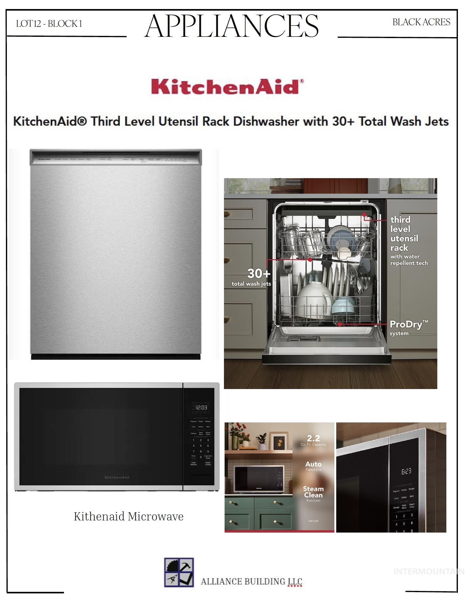 12124 October Glory Street Middleton, ID 83644 - Photo 15 of 22 Appliance Schedule. Outlining KitchenAid dishwasher and microwave specifications for the property
