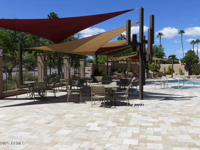 a view of a park with swings