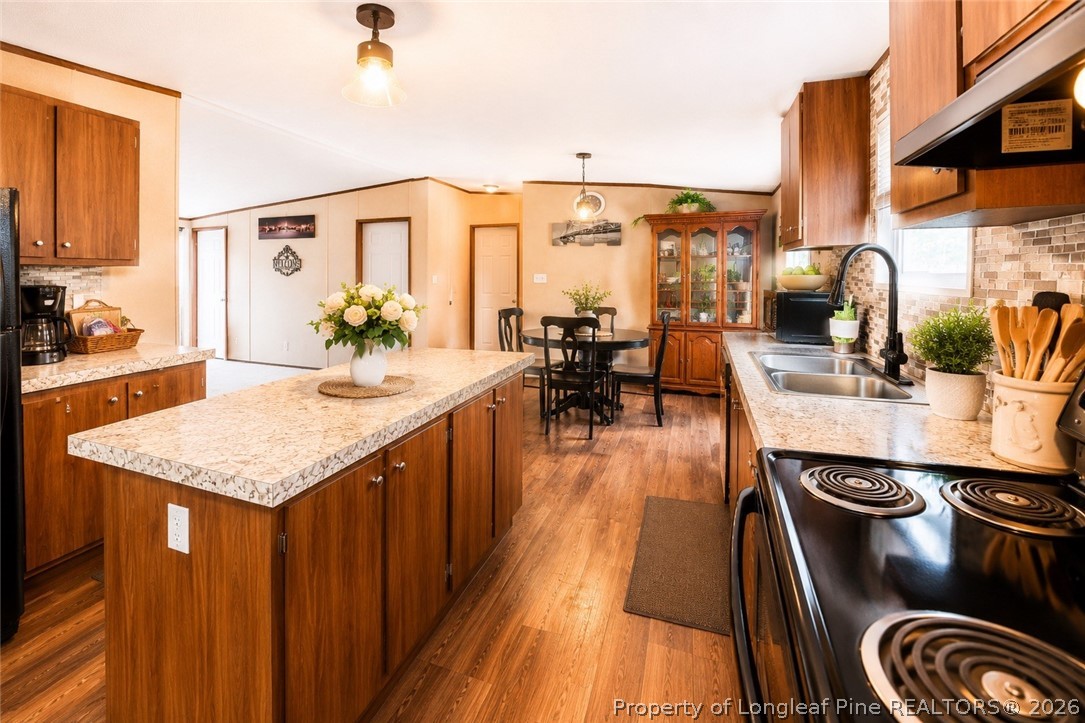 466 Ralph Hunt Boulevard Orrum, NC 28369 - Photo 6 of 17 a kitchen with a stove and a sink