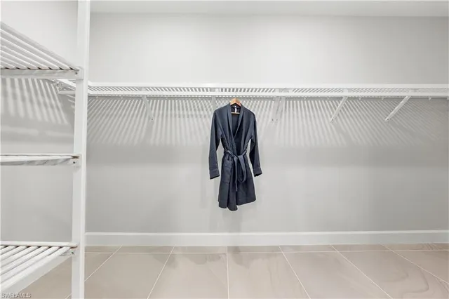 a view of a room with racks on the wall