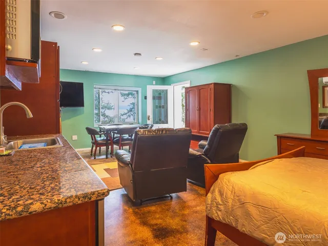 a living room with furniture