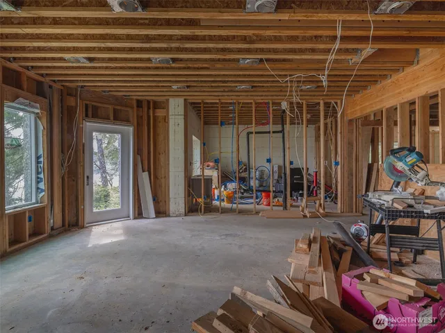 a view of a room with rack on the wall