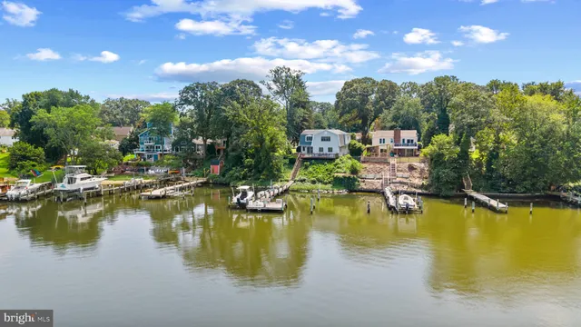 a view of a lake with houses