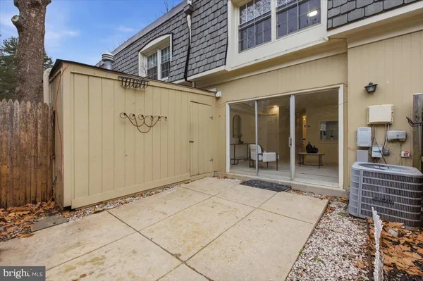 a view of a building with shower doors