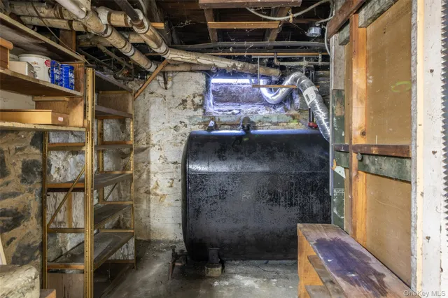 a view of a backyard with large trees