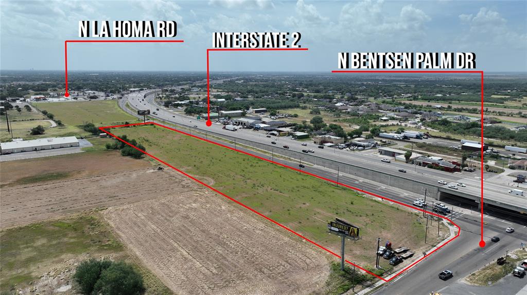 999 Interstate 2 Mission, TX 78572 - Photo 4 of 6 Aerial view of property's location with property parcel outlined