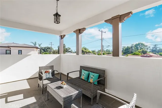 a view of a terrace with a yard