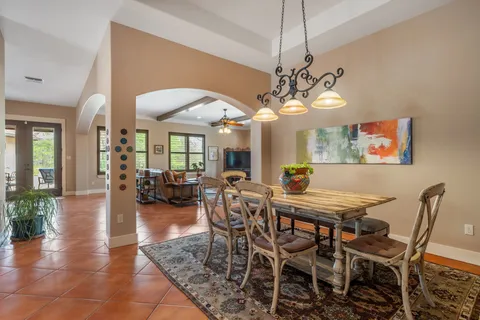 a view of a dining room and livingroom view