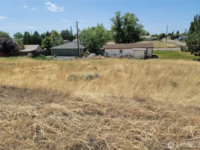 a view of a yard with swimming pool and furniture