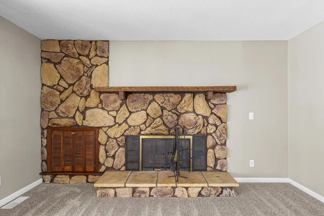 a view of a bench in a room