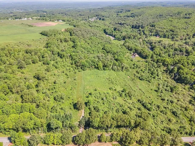 a view of a field with an ocean view