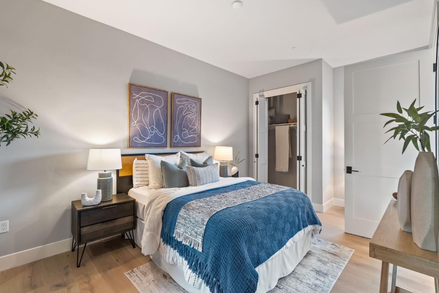 229 Hope Street Mountain View, CA 94041 - Photo 25 of 53 a bedroom with a bed and a potted plant