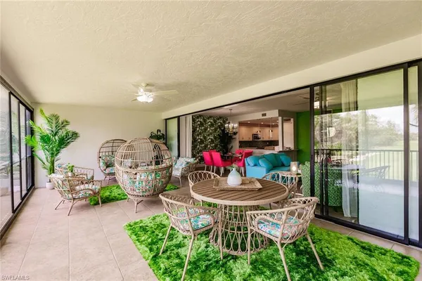 a outdoor space with furniture and garden view