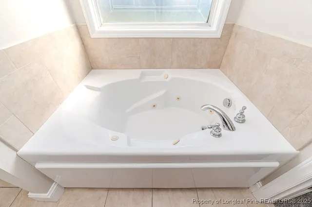 a bathroom with a bathtub