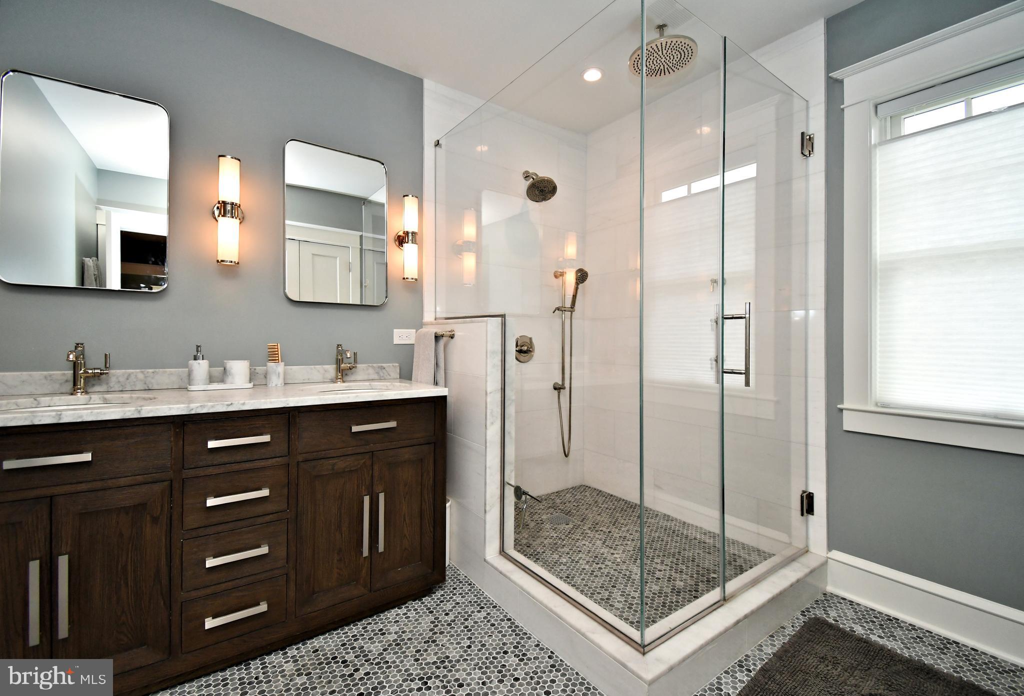 19 Croton Road Wayne, PA 19087 - Photo 38 of 64 Glass Dbl Walk-in C tiled Shower & micro tiled flr