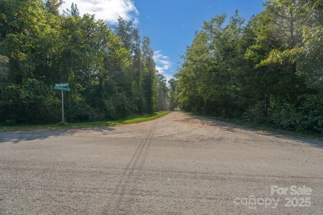 a backyard of a house with lots of trees
