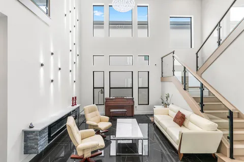 a living room with furniture